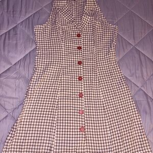 Sleeveless Plaid Button Down Dress